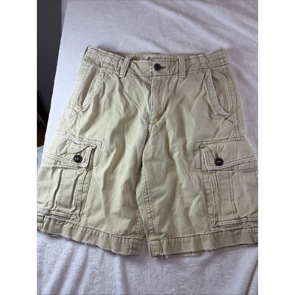 American Eagle‎ jeans men 30 Classic Length Cargo Shorts Distressed Pockets Tan